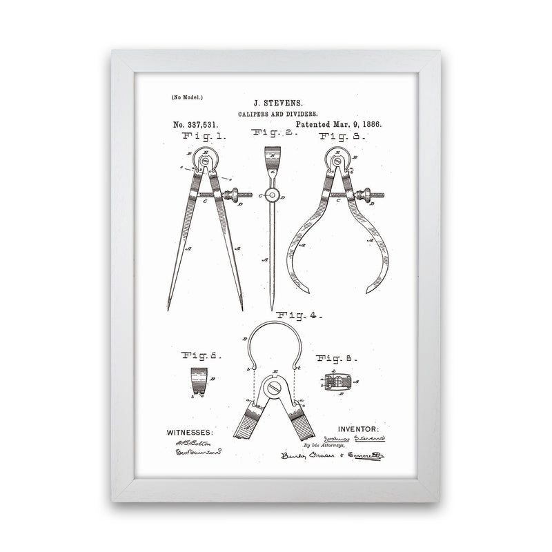 Calipers And Dividers Patent Art Print by Jason Stanley White Grain