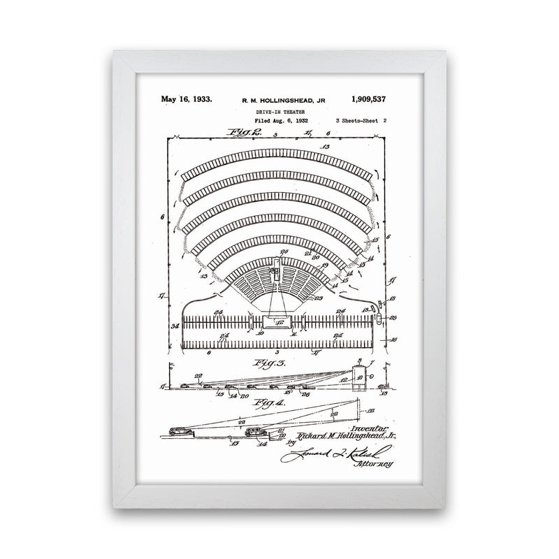 Drive In Theatre Patent Art Print by Jason Stanley White Grain