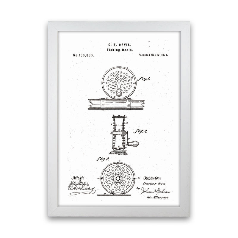 Fly Fishing Reel Patent Art Print by Jason Stanley White Grain