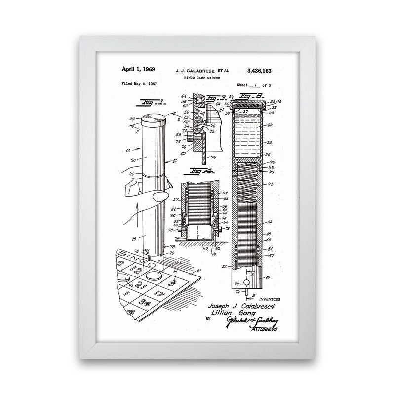 Bingo Game Marker Patent Art Print by Jason Stanley White Grain