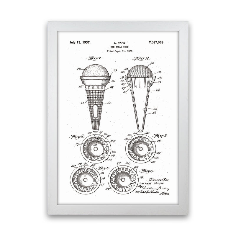 Ice Cream Cone Patent Art Print by Jason Stanley White Grain