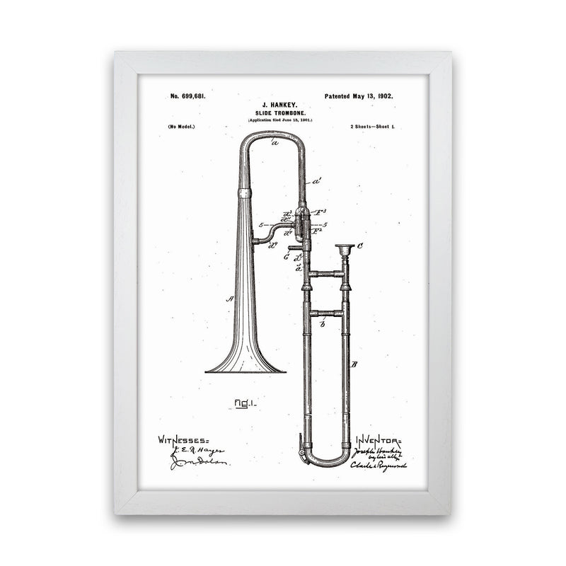 Slide Trombone Patent Art Print by Jason Stanley White Grain