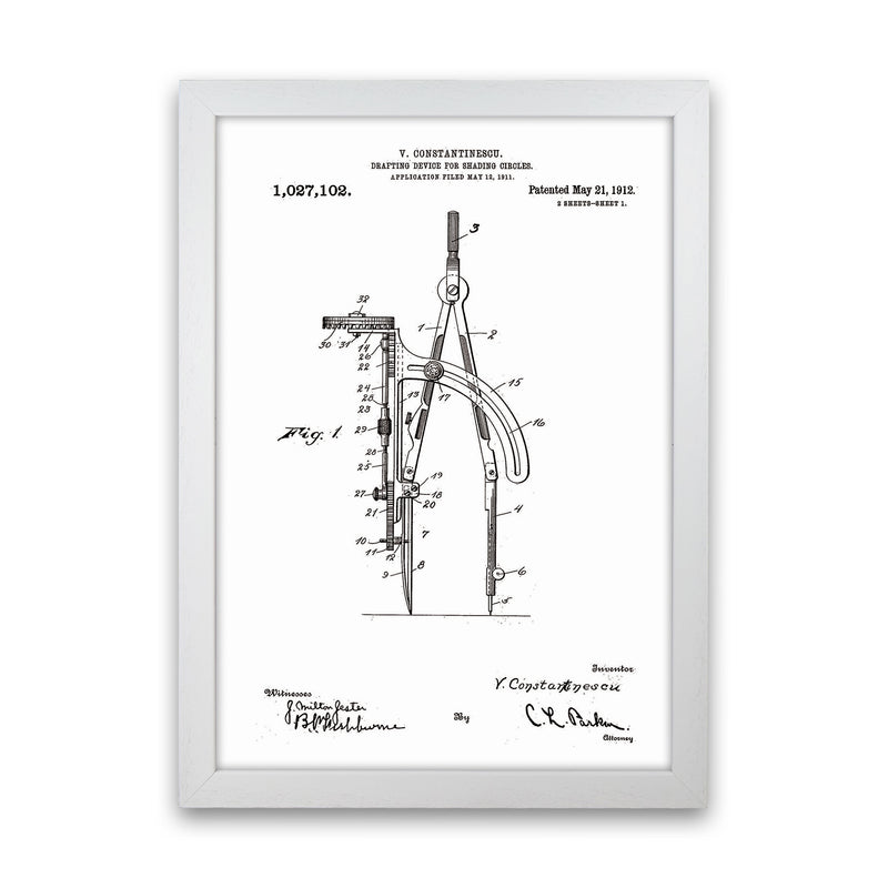 Drafting Device Patent Art Print by Jason Stanley White Grain