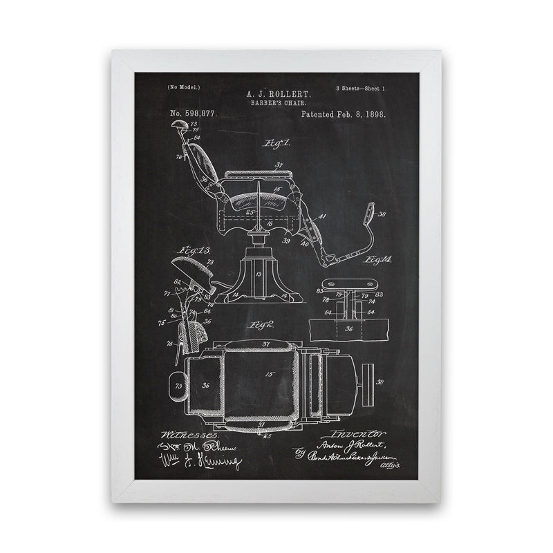 Barber's Chair Patent Art Print by Jason Stanley White Grain