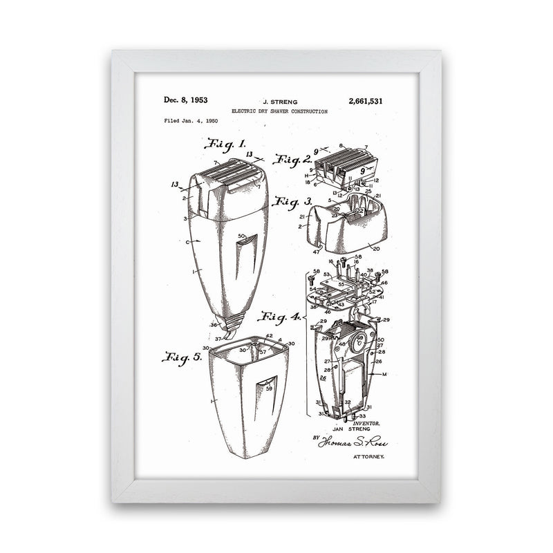 Electric Razor Patent Art Print by Jason Stanley White Grain