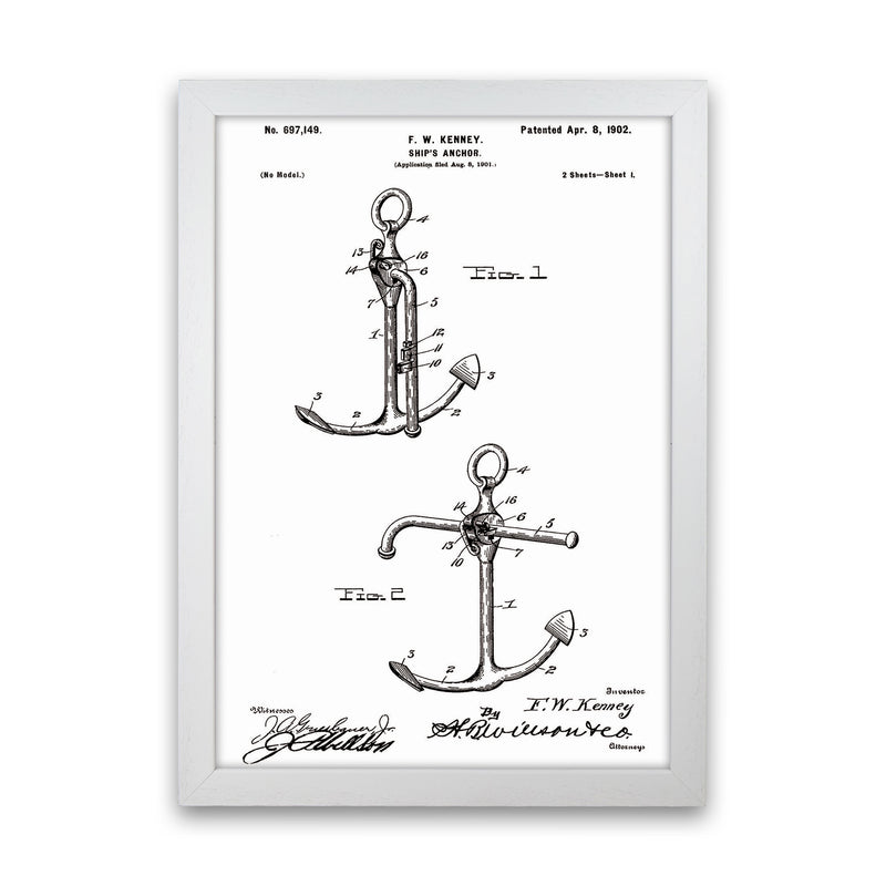 Anchor Patent White Art Print by Jason Stanley White Grain