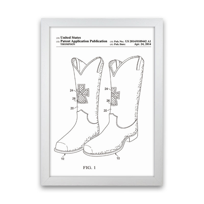 Cowboy Boots Patent Art Print by Jason Stanley White Grain