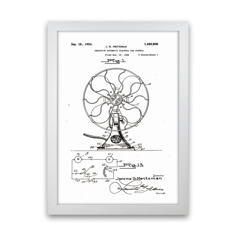 Electric Fan Patent Art Print by Jason Stanley White Grain