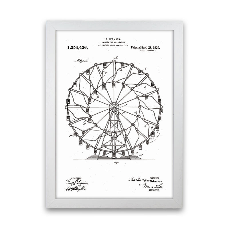 Ferris Wheel Patent Art Print by Jason Stanley White Grain