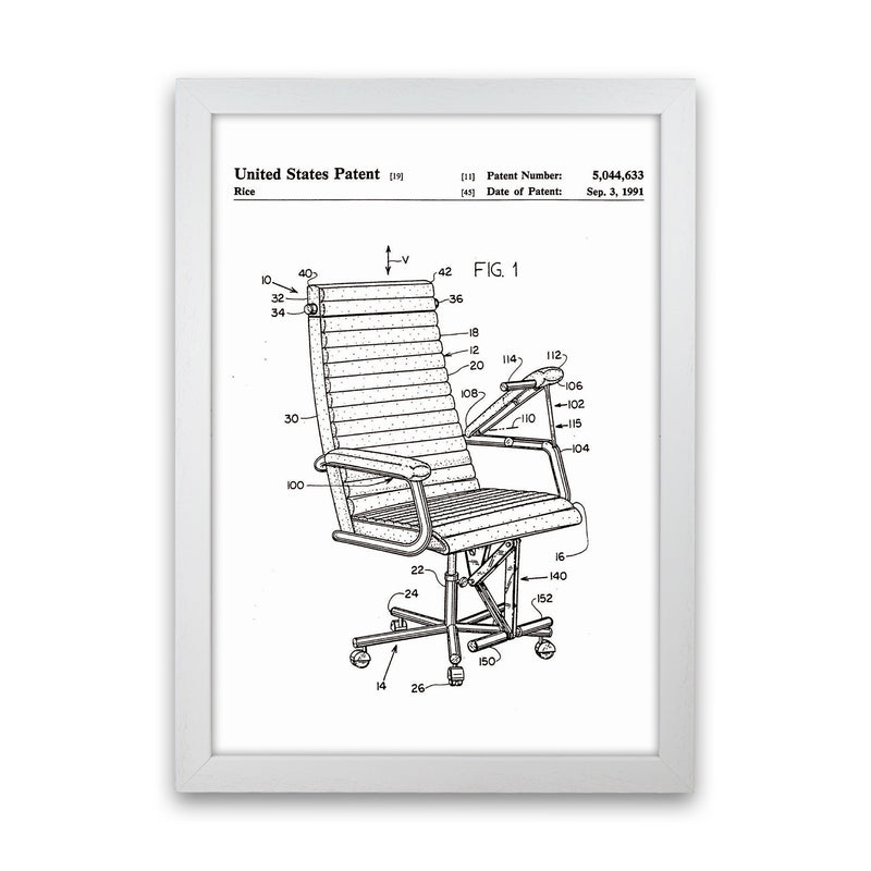 Desk Chair Patent Art Print by Jason Stanley White Grain