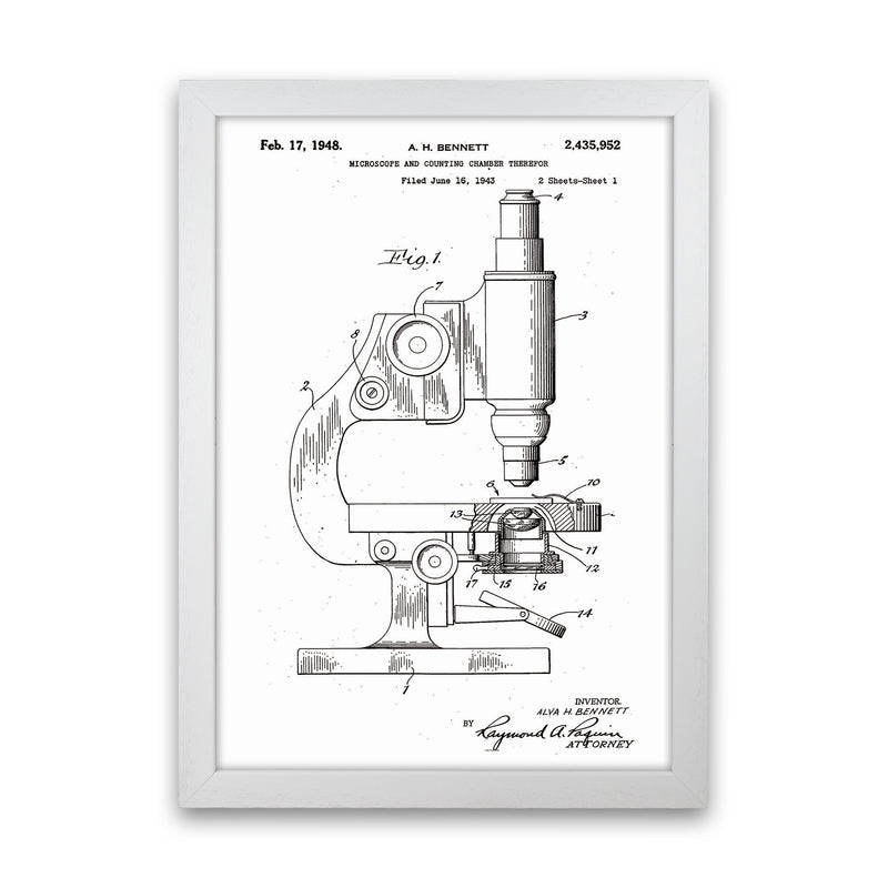 Microscope Patent Art Print by Jason Stanley White Grain