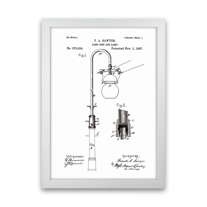 Lamp Post Patent Art Print by Jason Stanley White Grain
