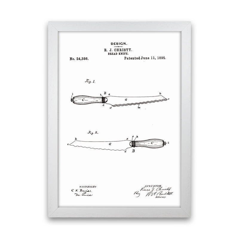 Bread Knife Patent Art Print by Jason Stanley White Grain