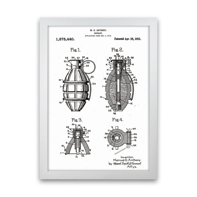 Grenade Patent Art Print by Jason Stanley White Grain