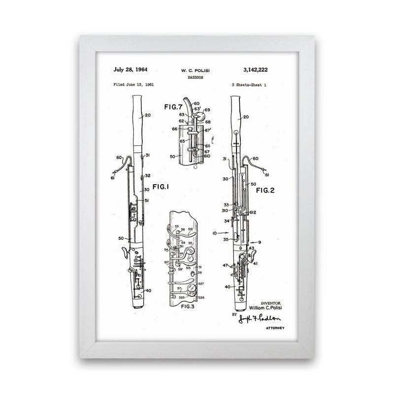 Bassoon Patent Art Print by Jason Stanley White Grain