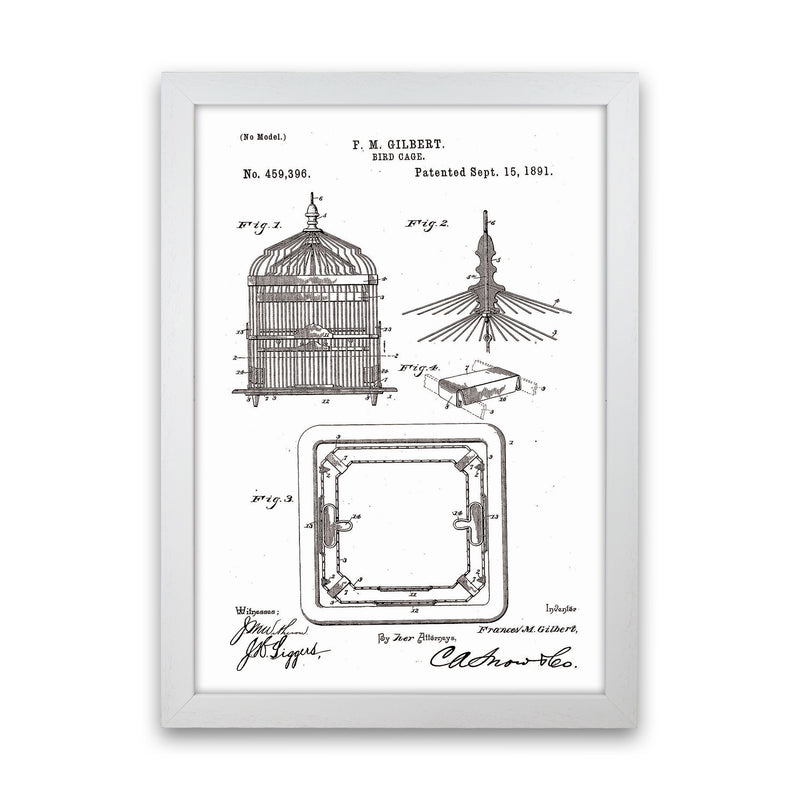 Bird Cage Patent Art Print by Jason Stanley White Grain