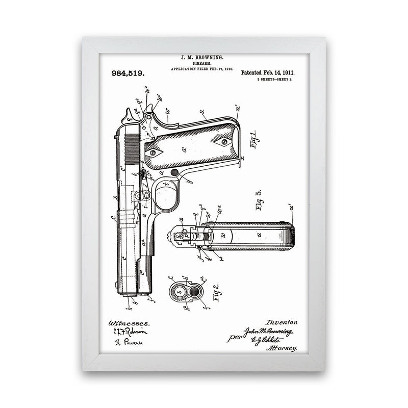 Gun Patent Art Print by Jason Stanley White Grain