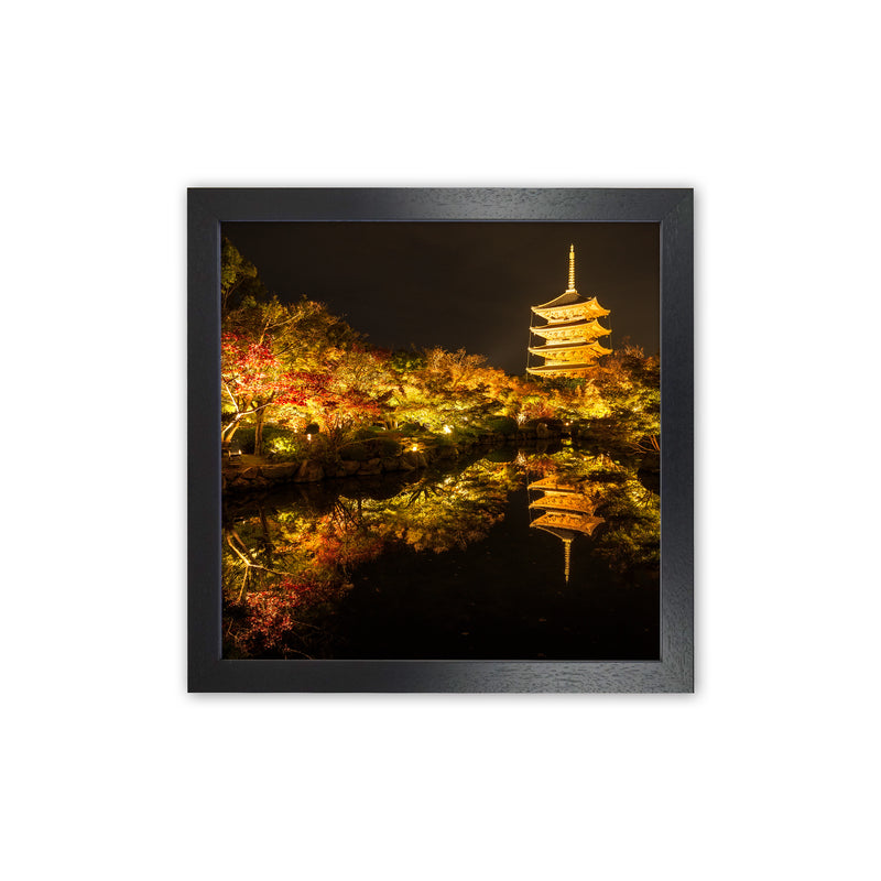 Kyoto Fire Square Art Print by Karsten Wrobel Black Grain