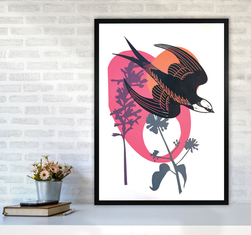 Evening Swallow Art Print by Kate Heiss A1 White Frame