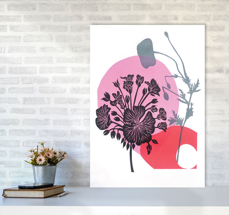 Geranium & Poppy Art Print by Kate Heiss A1 Black Frame