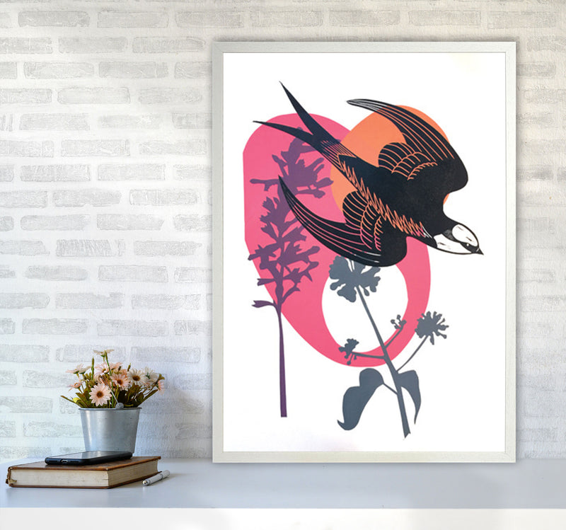 Evening Swallow Art Print by Kate Heiss A1 Oak Frame