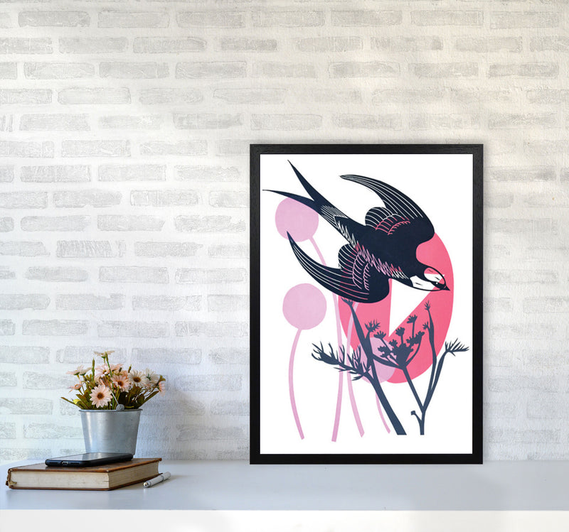 Swallow & Wild Fennel postcard Art Print by Kate Heiss A2 White Frame