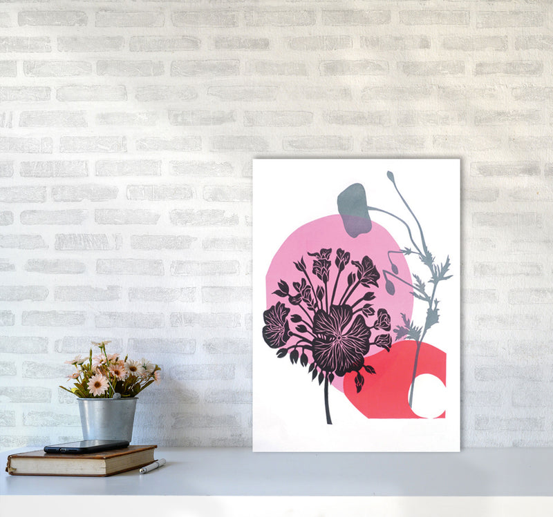 Geranium & Poppy Art Print by Kate Heiss A2 Black Frame