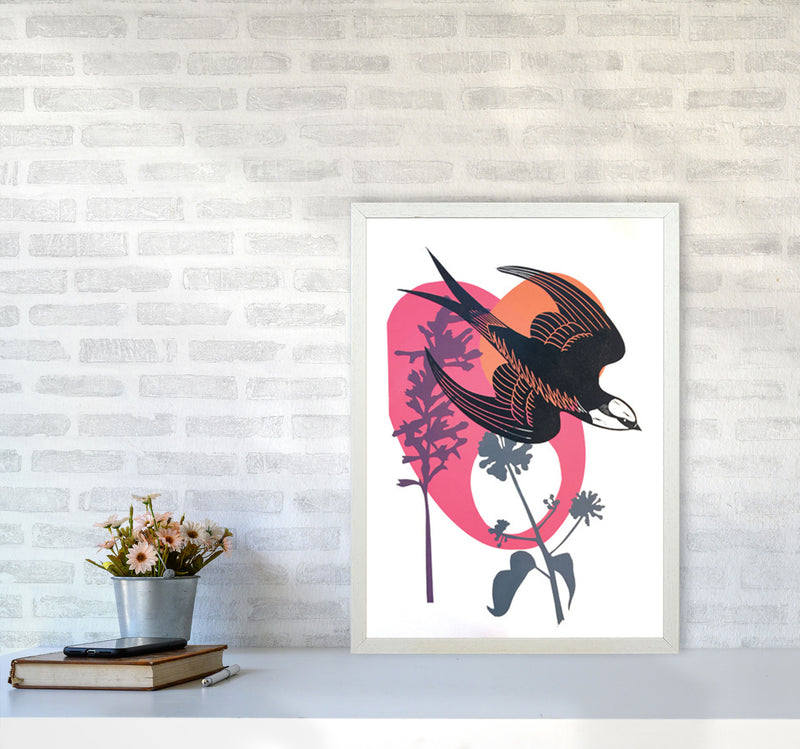 Evening Swallow Art Print by Kate Heiss A2 Oak Frame