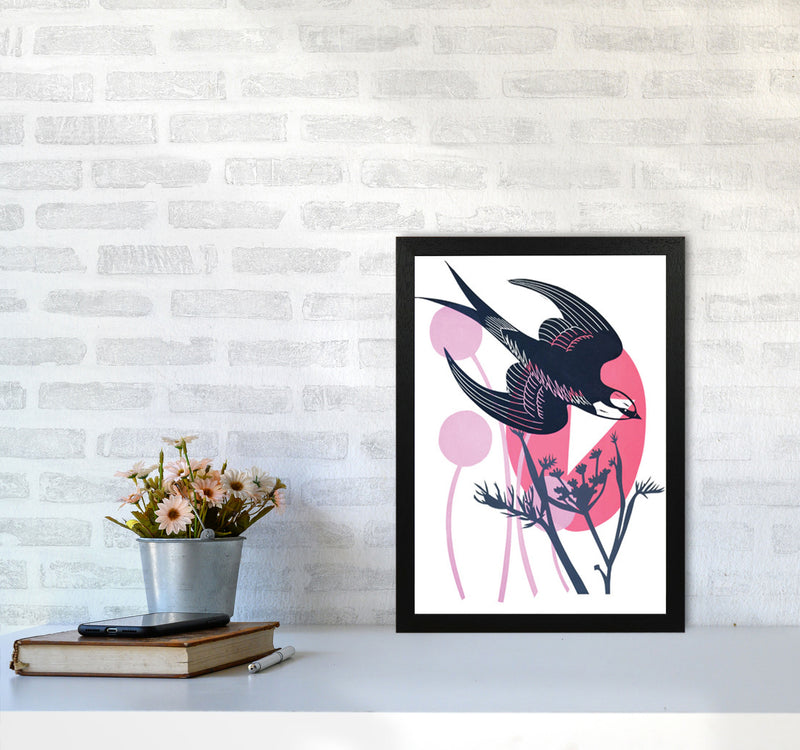 Swallow & Wild Fennel postcard Art Print by Kate Heiss A3 White Frame