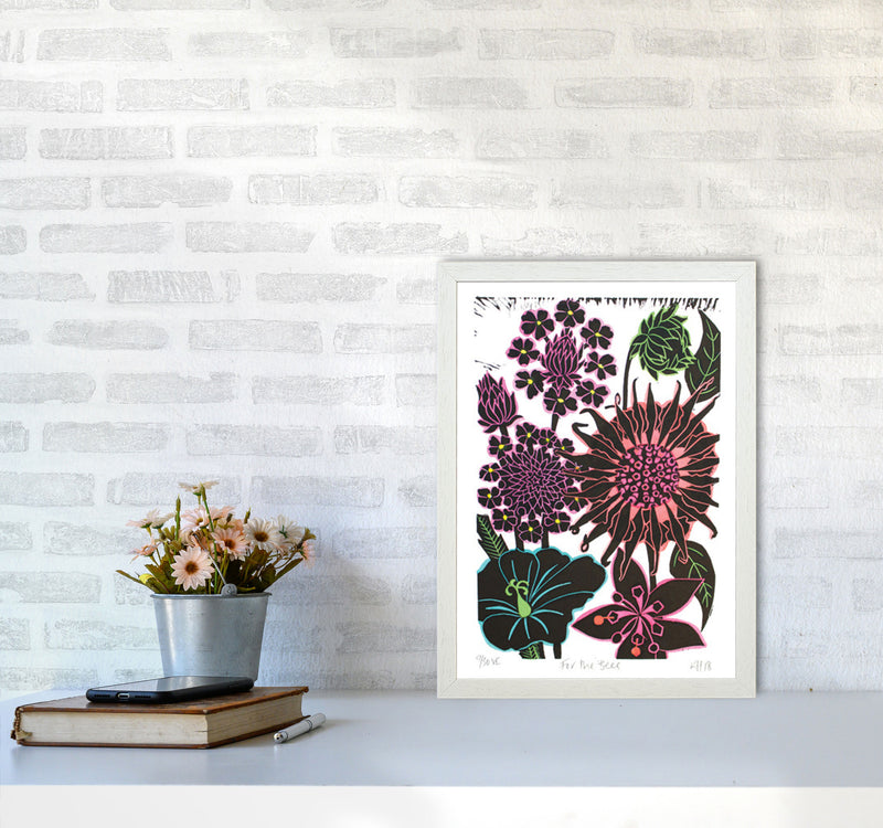 For The Bees Art Print by Kate Heiss A3 Oak Frame