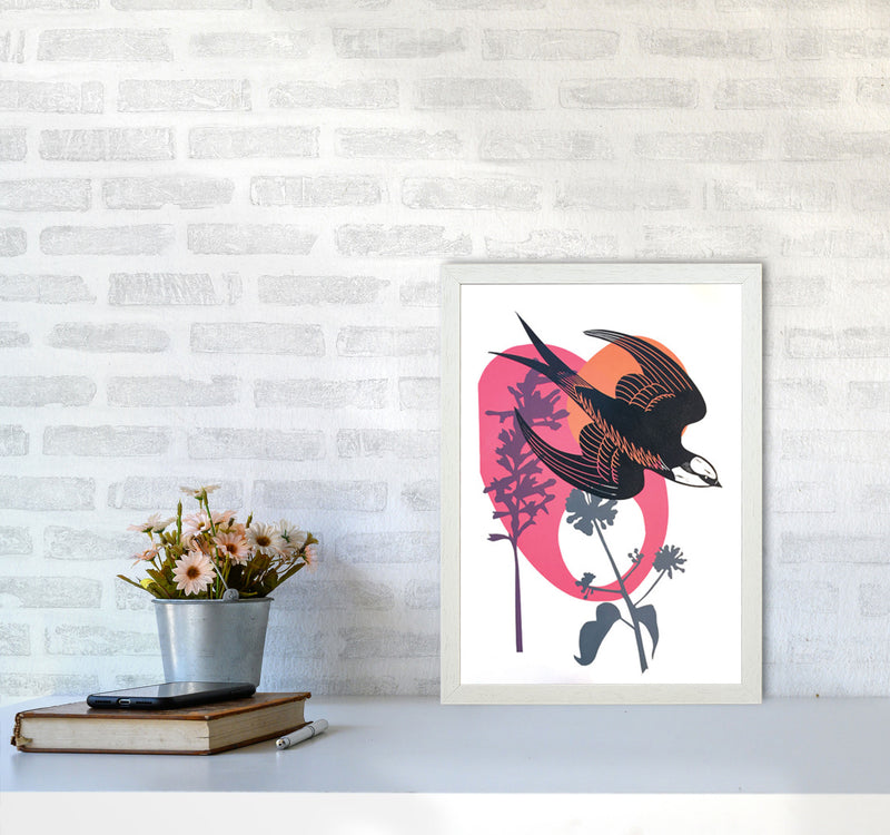 Evening Swallow Art Print by Kate Heiss A3 Oak Frame