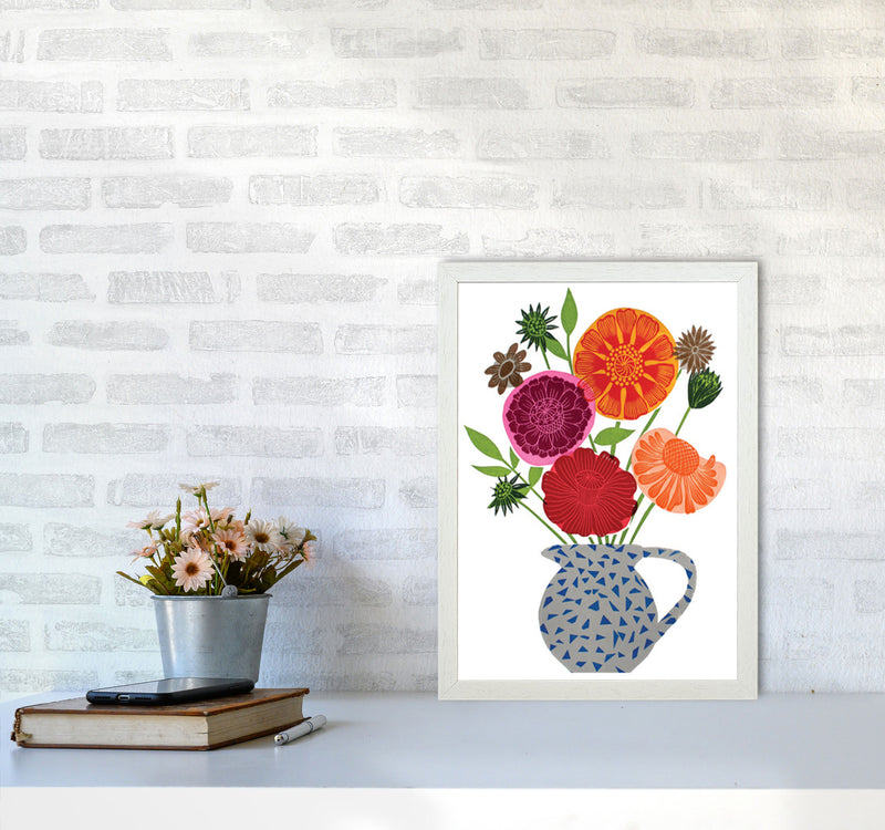 Big Happy Vase Art Print by Kate Heiss A3 Oak Frame