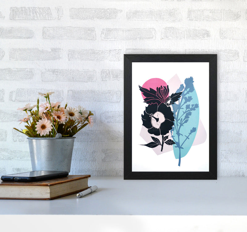 Hibiscus & Feverfew postcard Art Print by Kate Heiss A4 White Frame