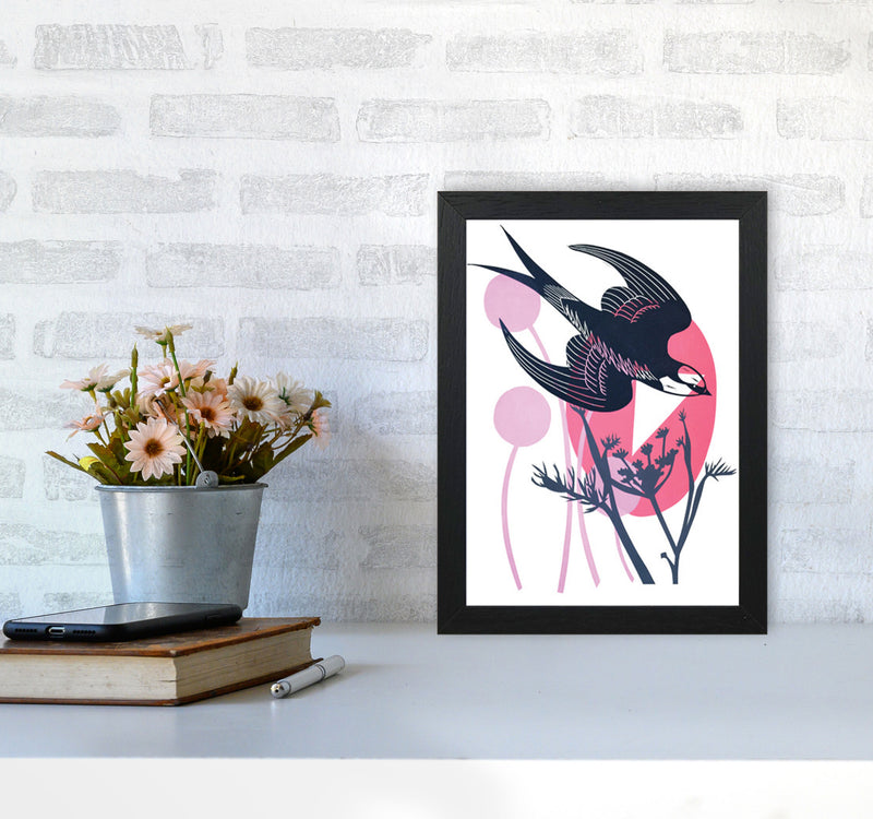 Swallow & Wild Fennel postcard Art Print by Kate Heiss A4 White Frame