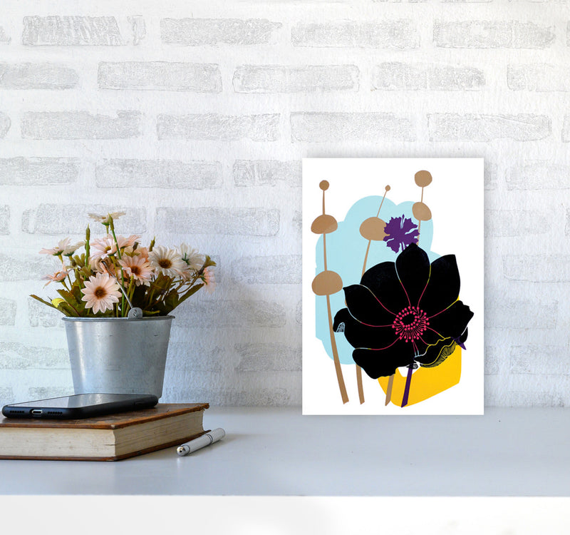 Anemone postcard Art Print by Kate Heiss A4 Black Frame