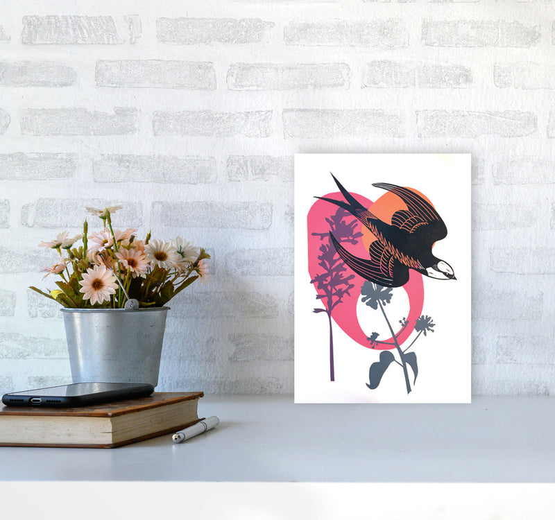 Evening Swallow Art Print by Kate Heiss A4 Black Frame