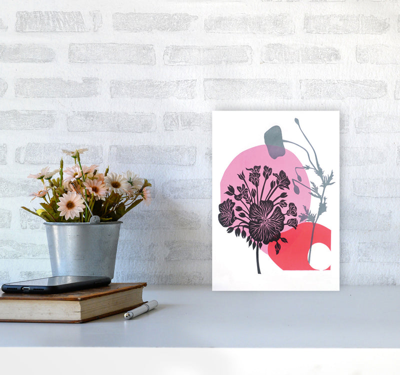Geranium & Poppy Art Print by Kate Heiss A4 Black Frame