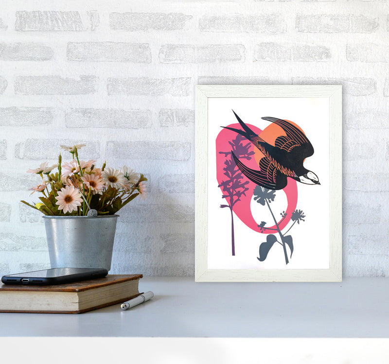 Evening Swallow Art Print by Kate Heiss A4 Oak Frame