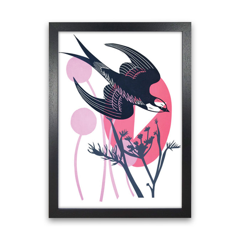 Swallow & Wild Fennel postcard Art Print by Kate Heiss Black Grain