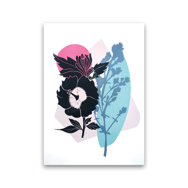 Hibiscus & Feverfew postcard Art Print by Kate Heiss Print Only