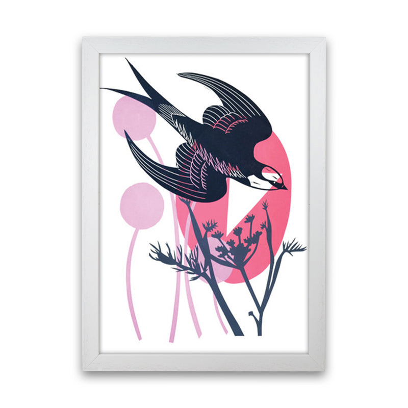 Swallow & Wild Fennel postcard Art Print by Kate Heiss White Grain