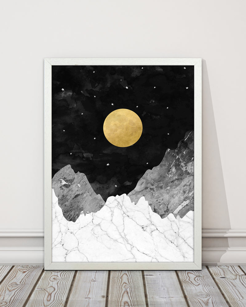 Moon and Stars Landscape Art Print by Kookiepixel