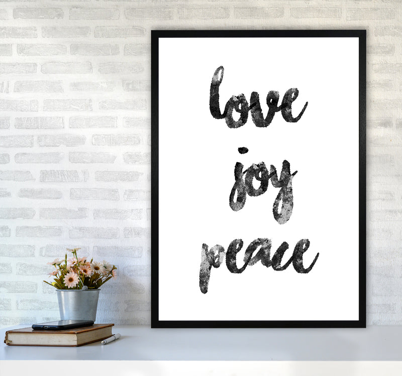 Love Joy Peace Quote Art Print by Kookiepixel A1 White Frame