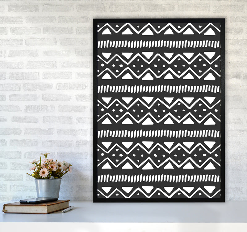 Tribal Pattern Abstract Art Print by Kookiepixel A1 White Frame