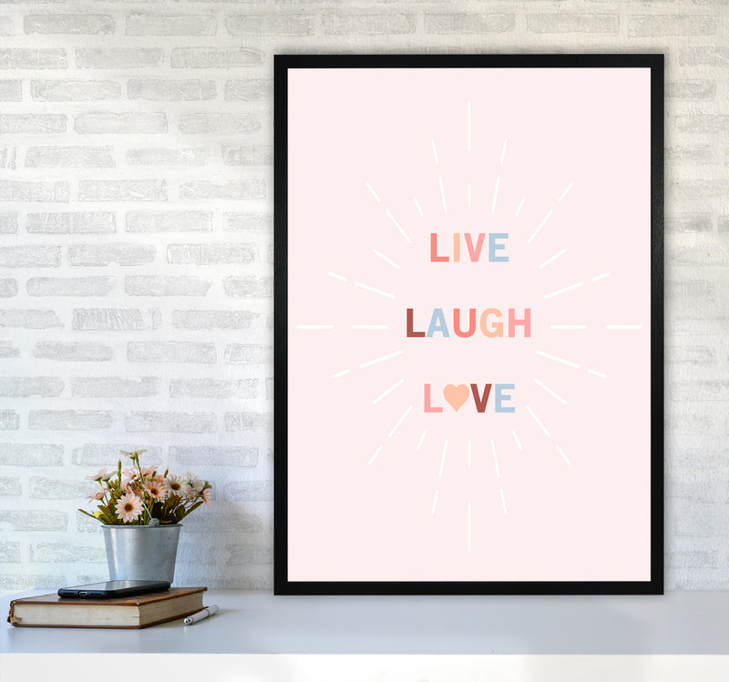 Live, Laugh, Love Quote Art Print by Kookiepixel A1 White Frame