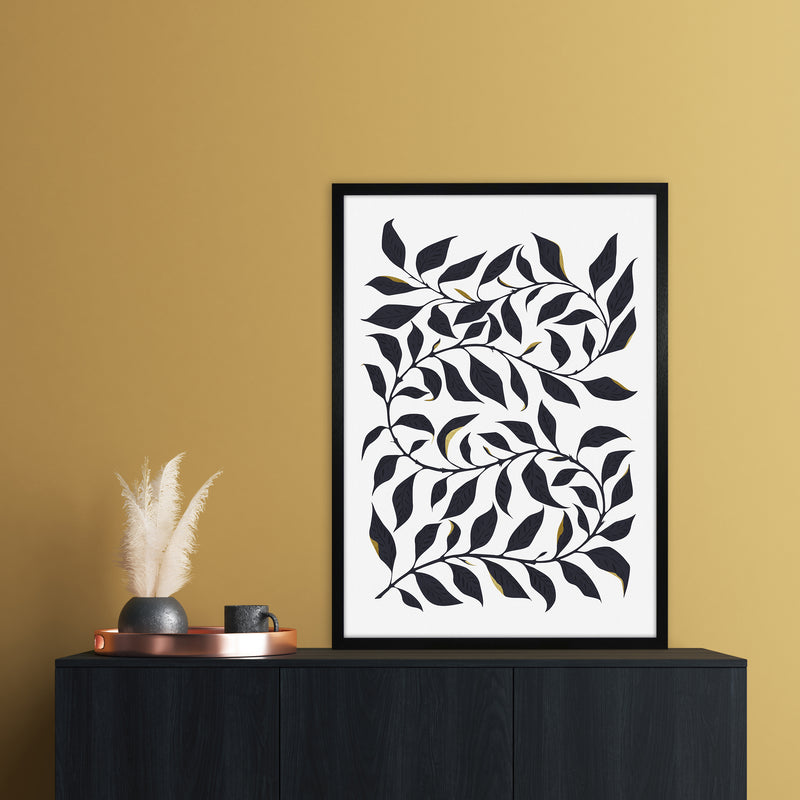 Golden Leaf Botanical Art Print by Kookiepixel A1 White Frame