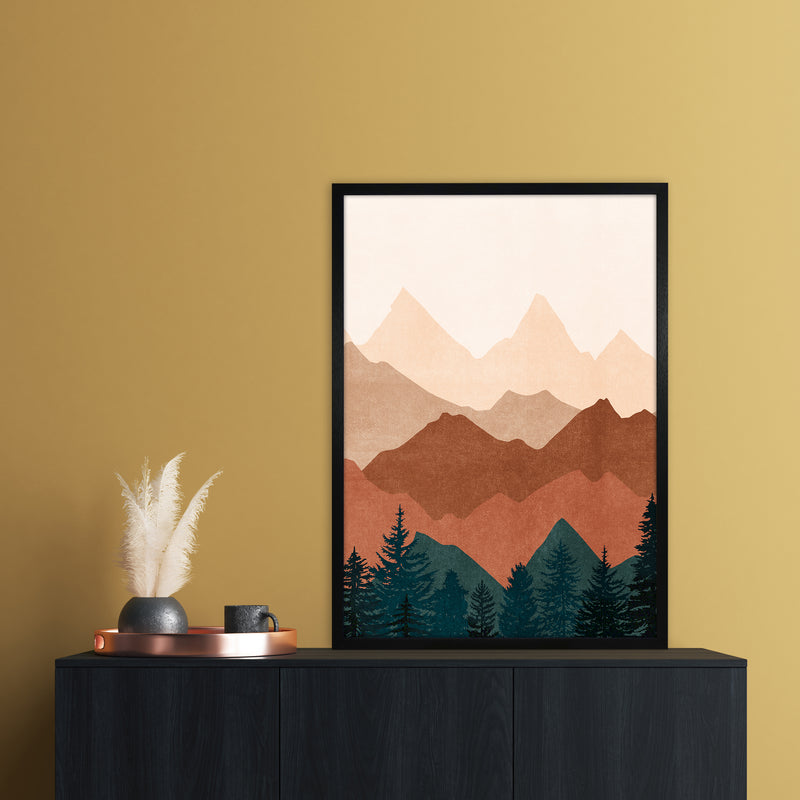 Sunset Peaks No 1 Landscape Art Print by Kookiepixel A1 White Frame
