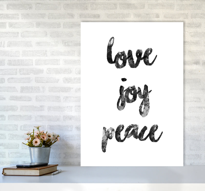 Love Joy Peace Quote Art Print by Kookiepixel A1 Black Frame