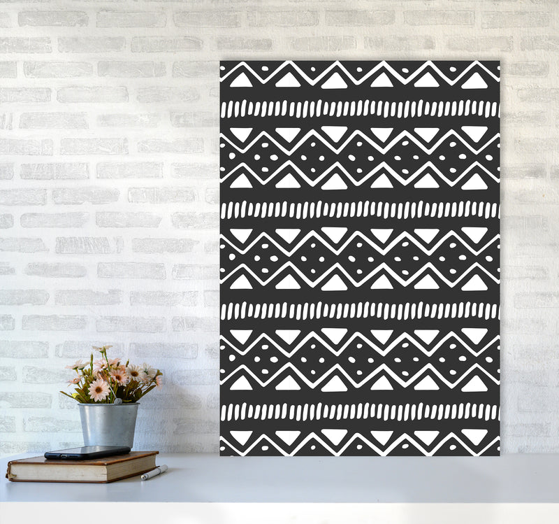 Tribal Pattern Abstract Art Print by Kookiepixel A1 Black Frame