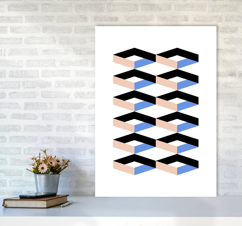 Cubes Geometric Art Print by Kookiepixel A1 Black Frame